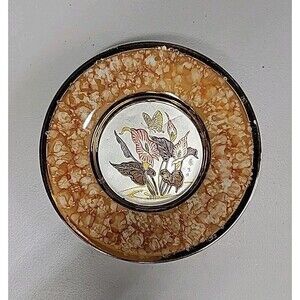 Vintage Japan ART OF CHOKIN Porcelain 24K Gold Edged Plate Samurai Butterfly
